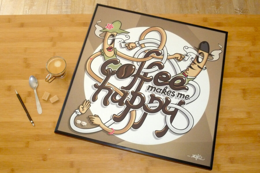 coffee makes me happy – illustration typographique