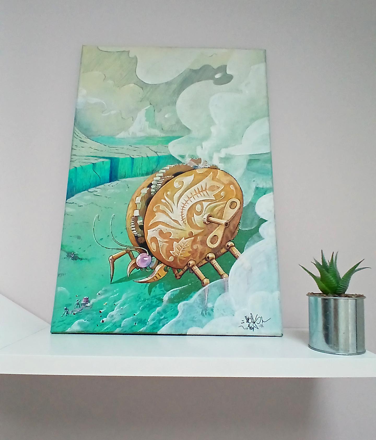 Scarabée mecha hybrid canvas street-art -illustrateur-graphiste-lyon -abys