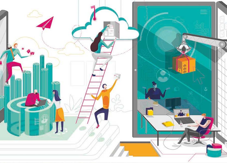 poste envoie message cloud distanciel teletravail call video conférence colis cnp ametis illustration art lyon animation graphic design direction artistique abys web reseaux social network