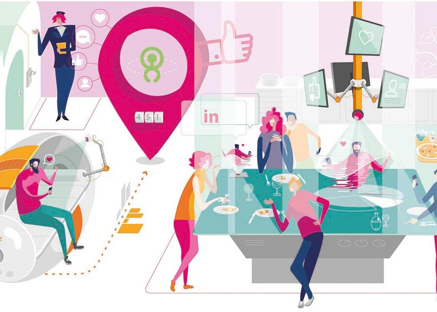 ambiance restaurant repas dinner technologie cnp ametis illustration art lyon animation graphic design direction artistique abys