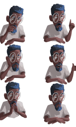 expression personnage character design - afro man illustration