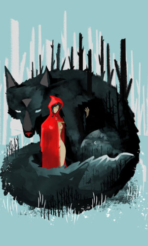 illustration, le petit chaperon rouge - hot - little red riding hood love wolf la belle&labete