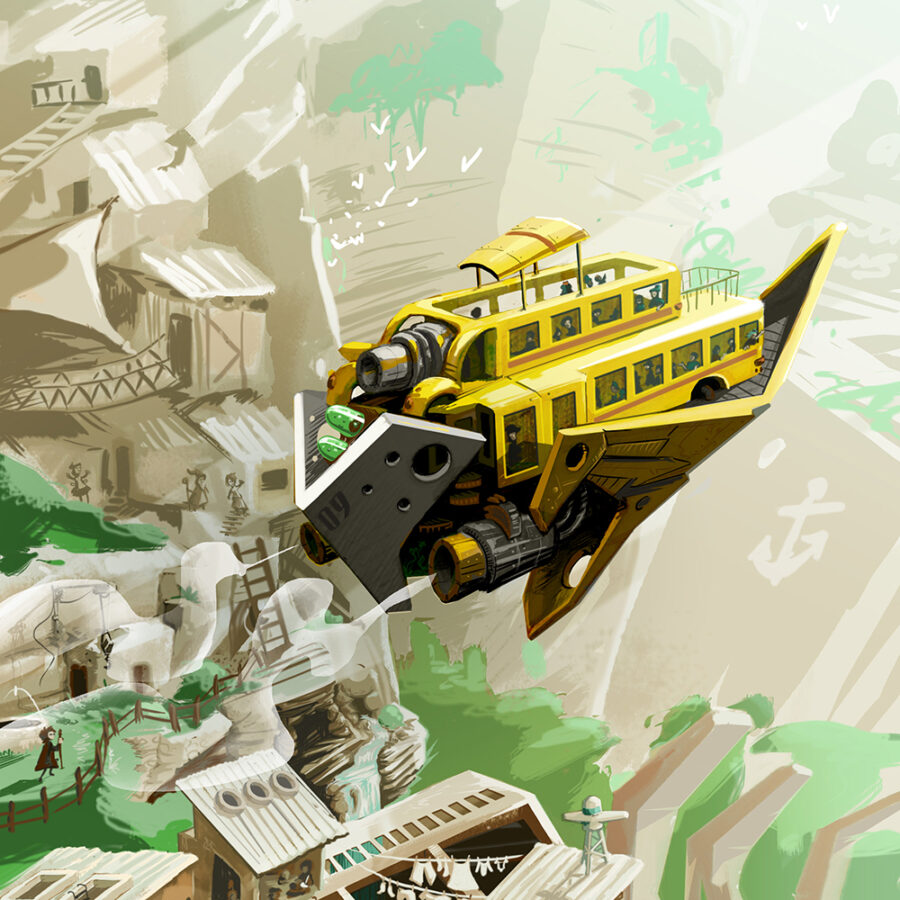 deco- decors lowtech
- abys illustration concept art lyon school bus - science fiction SF