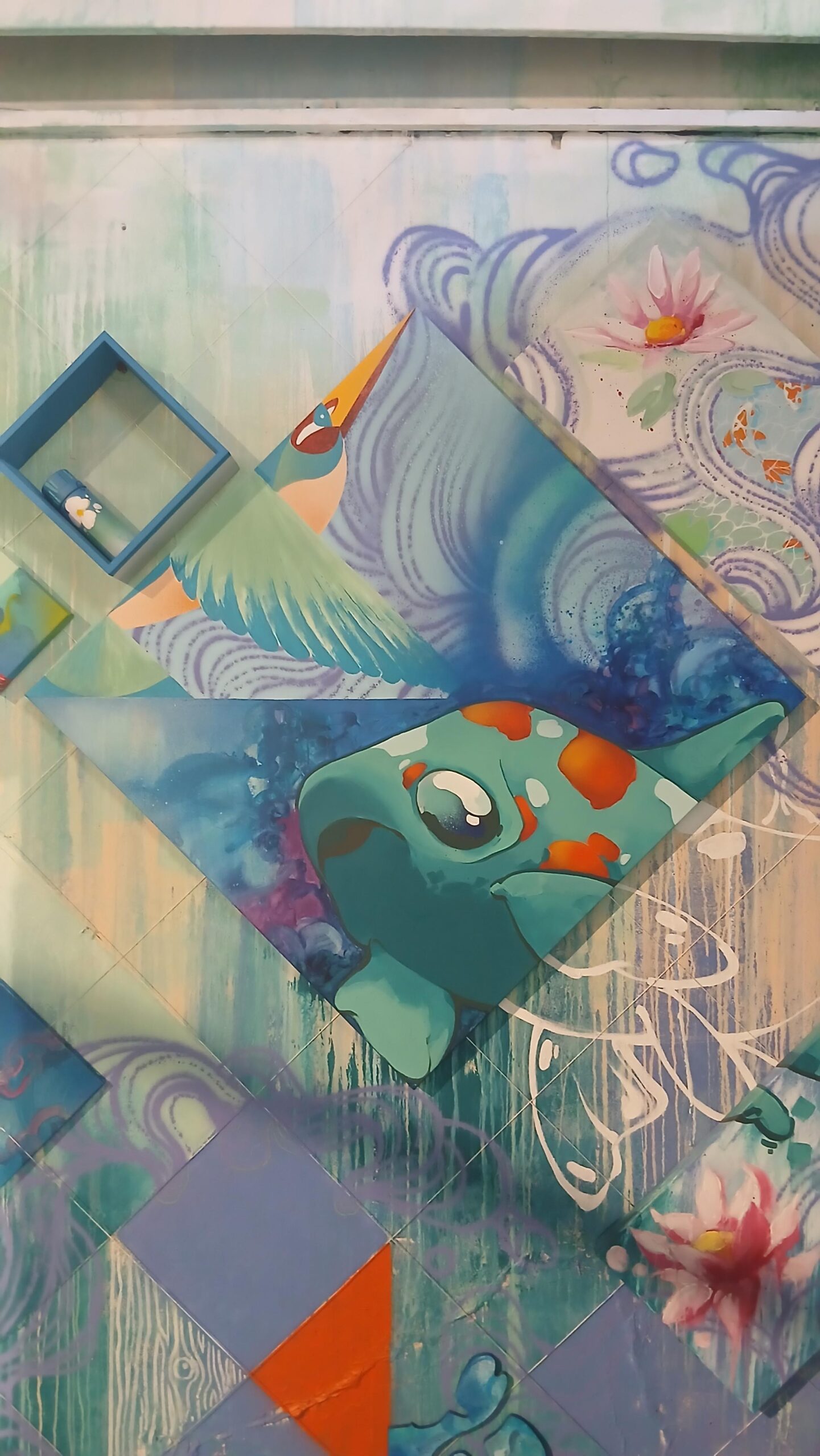 20260710_173713 festival airt de famille 2026 perrache Lyon graffiti fresque anamorphose flamant rose choper osru abys2fly exposition immersive