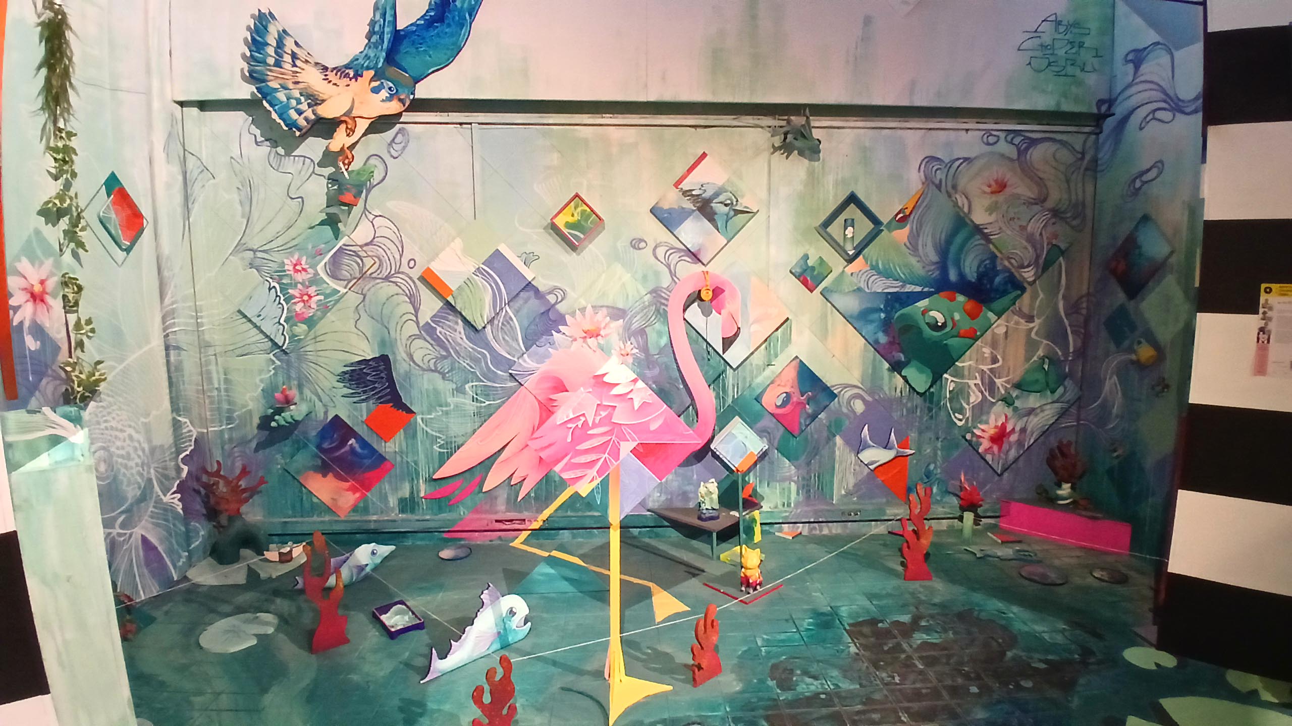 final adf2 festival airt de famille 2026 perrache Lyon graffiti fresque anamorphose flamant rose choper osru abys2fly exposition immersive